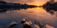 Sonnenuntergang über der Donau in Regensburg von Robert Ruidl Miniaturansicht