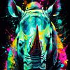 Nashorn Neon Aquarell von MIROKKU