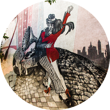streetart tango danseres graffiti op huismuur in Buenos Aires Argentinië van Dieter Walther