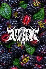 Heavy Metal Typography Poster, Blackberry Fruit Wall Art, Wet Glossy Decor by aleesphoria