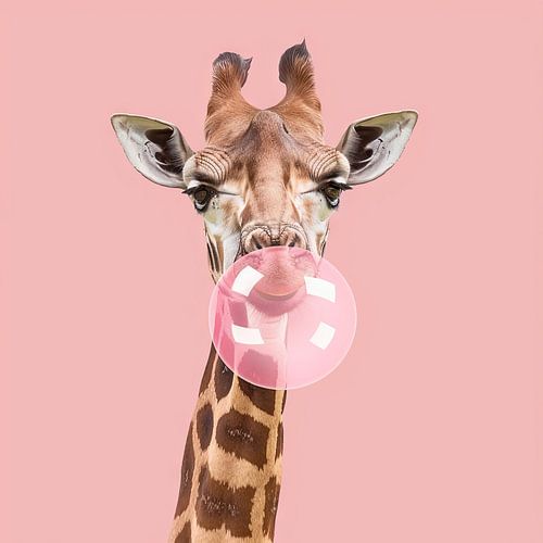 Giraffe met kauwgom Pop Art