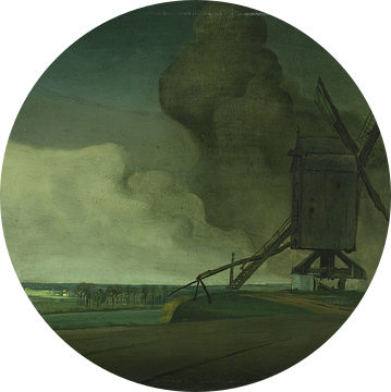 Onweerswolken boven de molen in Tiegem, Valerius De Saedeleer