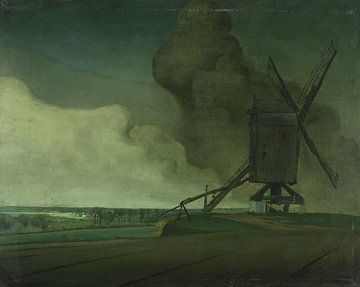Nuages d'orage au-dessus du moulin à vent de Tiegem, Valerius De Saedeleer