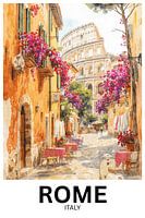 Sunlit Serenity – Watercolor Streets of Rome
