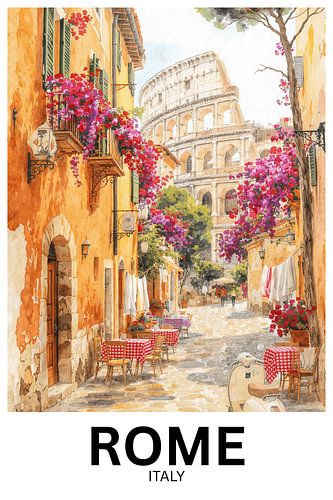 Sunlit Serenity – Watercolor Streets of Rome