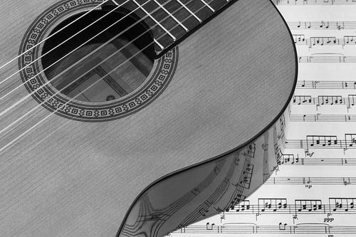 Guitar on sheet music
