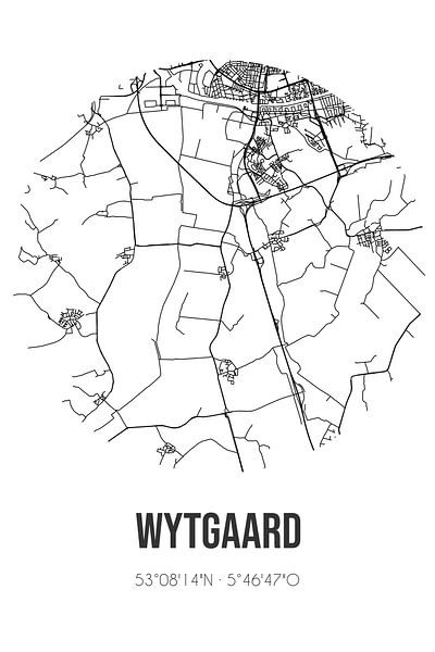 Wytgaard (Fryslan) | Map | Black and white by Prints of Place