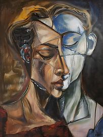 Ein kubistisches Porträt, inspiriert von Picasso