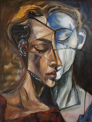 Een kubistisch portret, geïnspireerd door Picasso