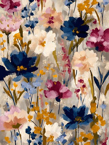 Bloemen in Blauw en Zacht Roze