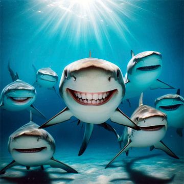 Groep haaien van Eric Nagel