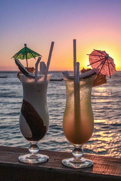 Cocktails at sunset in Fiji by Erwin Blekkenhorst