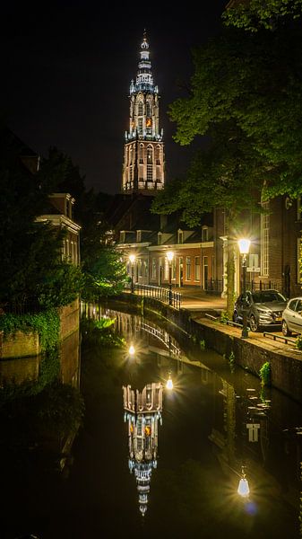 Our Lady Tower, Amserfoort by Night by Frank Bakker