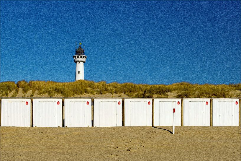 Egmonds Rhythmus, Leuchtturm und Strandhäuser von Mike Bing