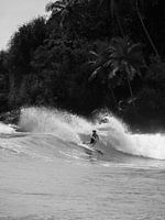 Schwarzer und weißer Surfer