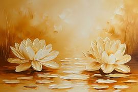 Elegant water lilies in warm sepia tones by Art & Soul Creations