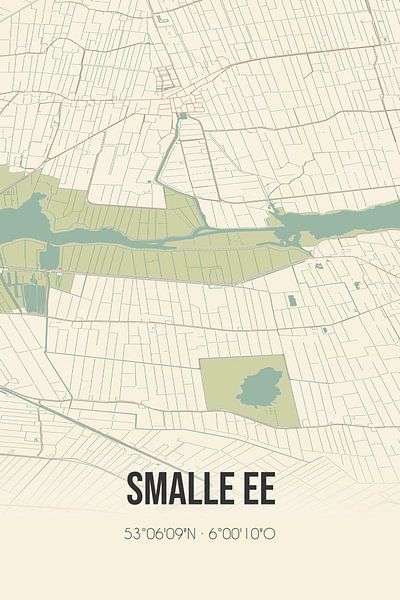 Vintage map of Smalle Ee (Fryslan) by Prints of Place