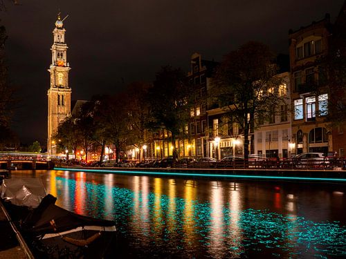Westertoren by night - iconic silence above the canal