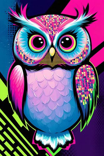 Hibou numérique abstrait et coloré