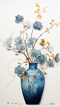 dried flowers in a Kintsugi vase by Gelissen Artworks