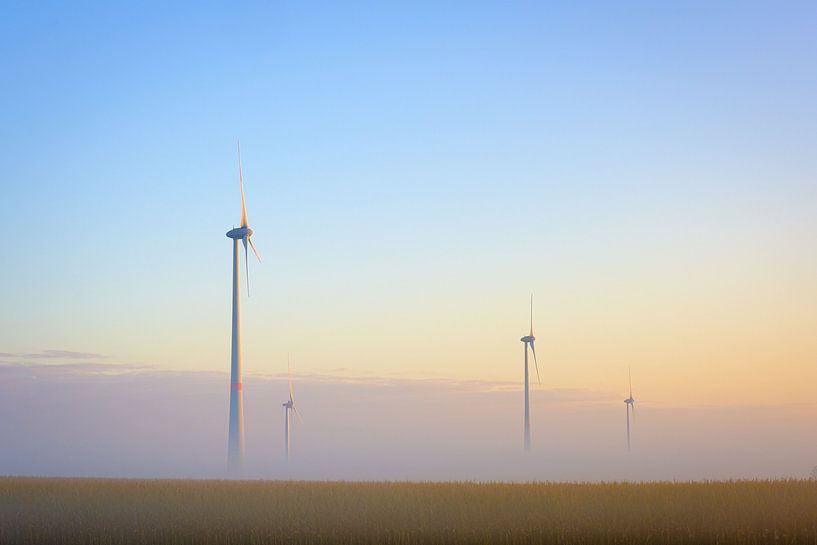 Windmills in the Mist by Johan Vanbockryck