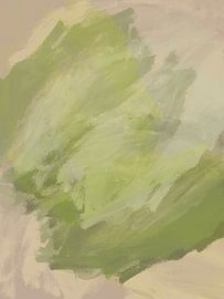 Soft green beige abstract minimalist painting by Dina Dankers