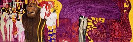 Beethoven frieze, after the work of Gustav Klimt in pink and purple with gold