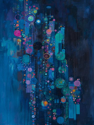 Modernes Abstraktes in Blau, Rosa und Lila