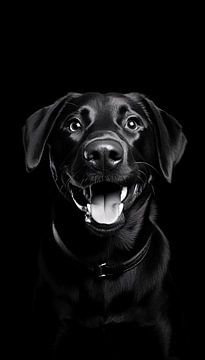 Labrador retriever: Minimal Art Zwart von Surreal Media