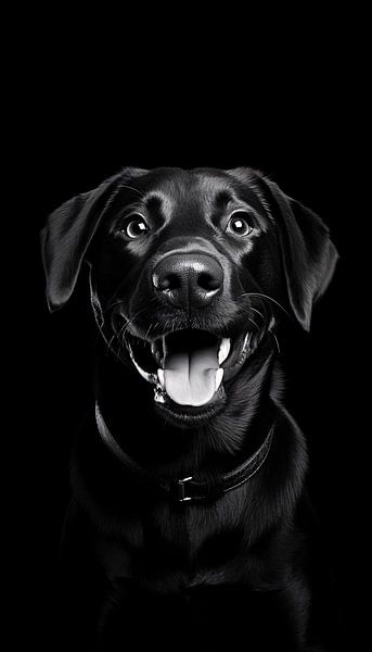 Labrador retriever: Minimal Art Zwart van Surreal Media