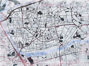 Kaart van Vaulx-en-Velin in de stijl 'White Winter' van Maporia