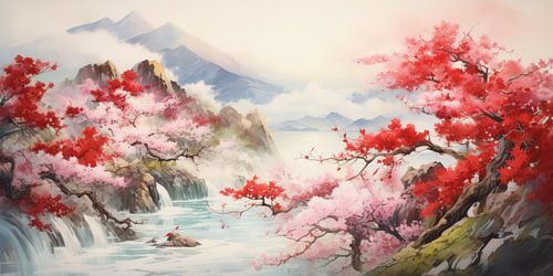 Très beau paysage avec de l'eau et des montagnes