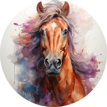 waterverf schilderij van een mooi voskleurig paard met bles van Margriet Hulsker