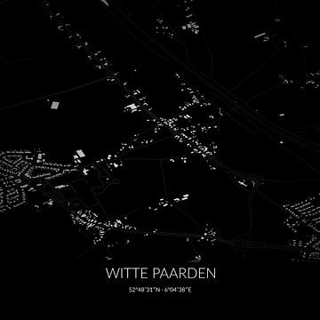 Zwart-witte landkaart van Witte Paarden, Overijssel. van Rezona