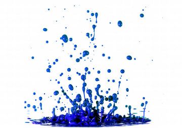 Blaue Farbe spritzt auf einem weißen Hintergrund von Sjoerd van der Wal Fotografie