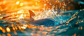 Shark swimming in the morning sun by Poster Art Shop