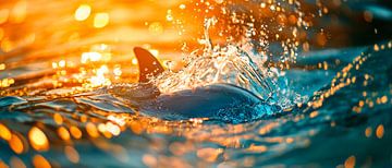 Hai in der Morgensonne schwimmend von Poster Art Shop
