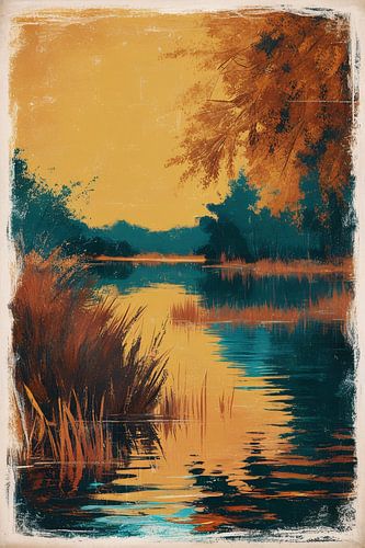 Rustig rivierlandschap met warme kleuren