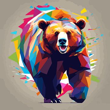 rennende beer pop-art van Rachmad Ridwan