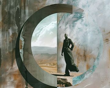 Stepping Through Timeless Sands van Abstract Schilderij