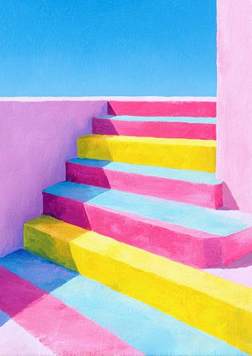 Pasteltrap met roze & geel