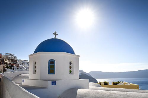 De blauwe koepels van Santorini