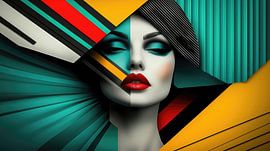 Abstrakte Eleganz in futuristischen Farben von Klaus Tesching - Art-AI