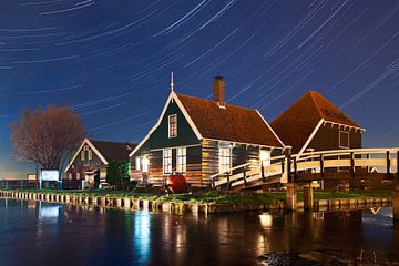Star lines above the Zaanse Schans by Anton de Zeeuw