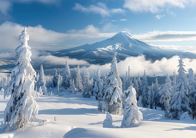 Mystik über Schneegipfeln von fernlichtsicht