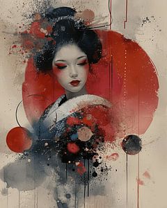 Japanese Geisha in collage style by Carla Van Iersel