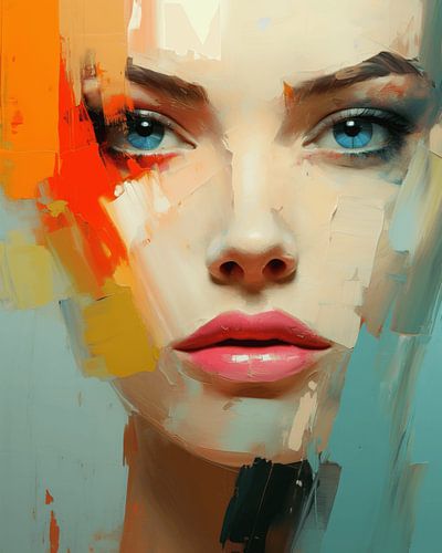 Portrait moderne et abstrait coloré