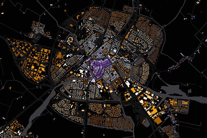 Kaart van Sneek abstract van Maps Are Art