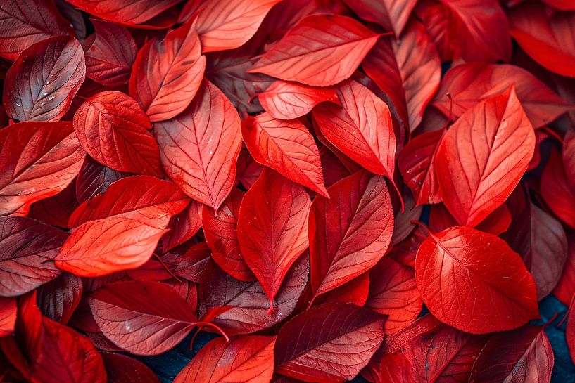 Nahaufnahme von tiefroten Herbstblättern von Art & Soul Creations