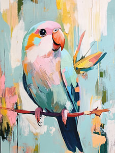 Vogel mit rosa und blauen Farben